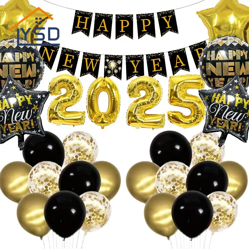 Black Gold Latex Balloon Set