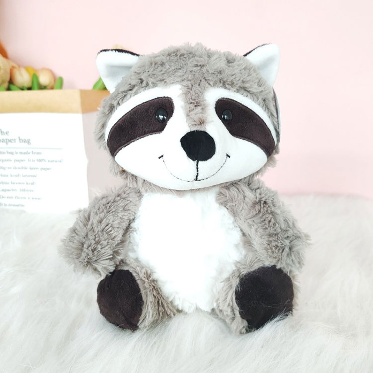 Raccoon plüssjáték nagy bolyhos farokkal